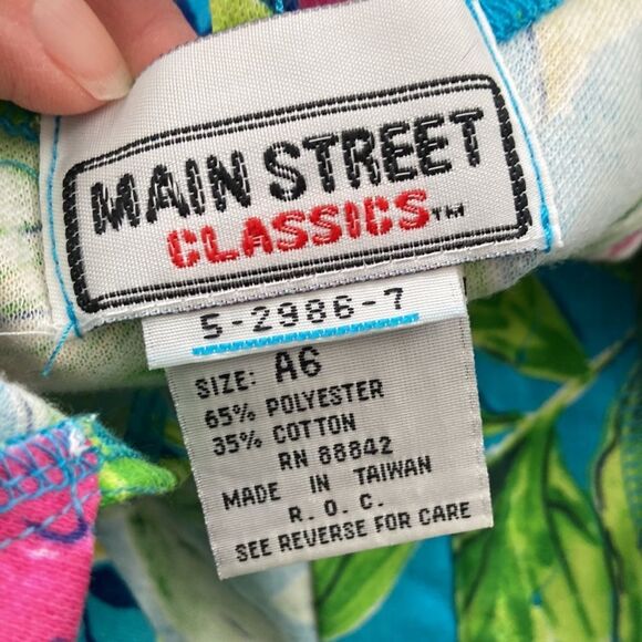 Vintage 80s Main Street Classic Shortsleeve Beach Summer Hawaiian ButtonUp Dress - Picture 10 of 11